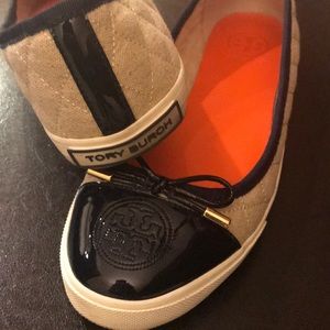 Tory Burch tennis Navy and Tan.